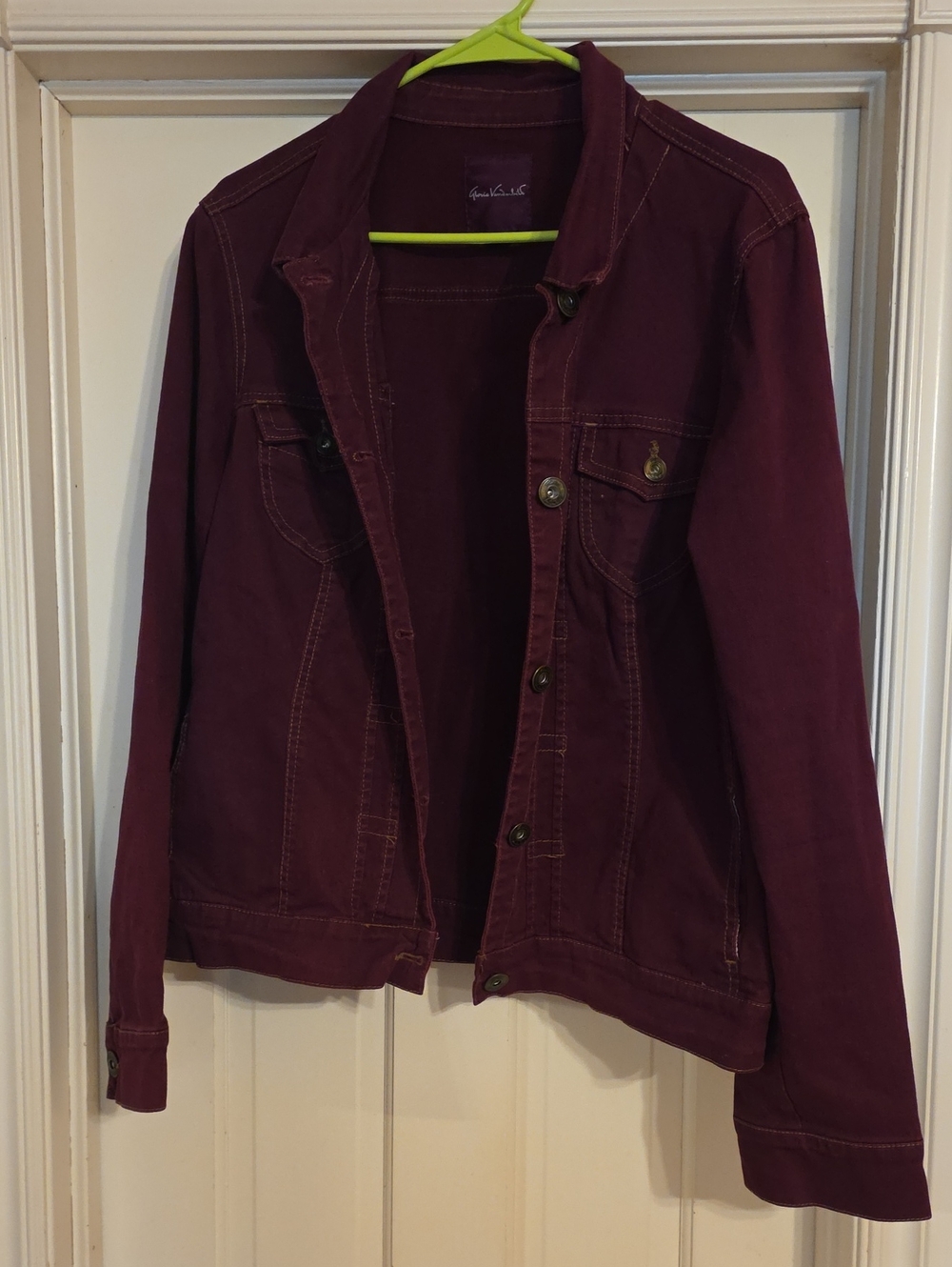 Gloria Vanderbilt Maroon Denim Jacket - Button-Front Trucker